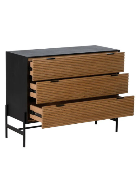 Commode 3 tiroirs en bois et métal
