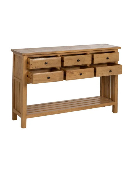 Console en bois de mindi naturel 6 tiroirs
