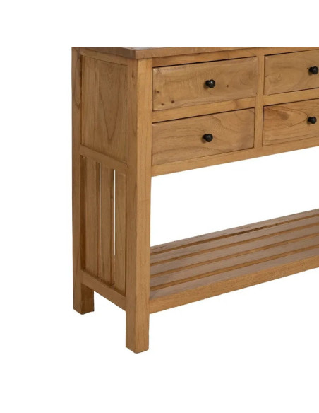 Console en bois de mindi naturel 6 tiroirs