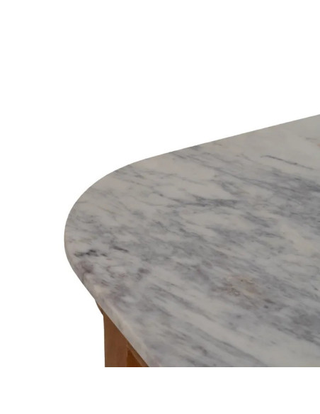 Îlot de cuisine en bois et marbre avec tiroirs