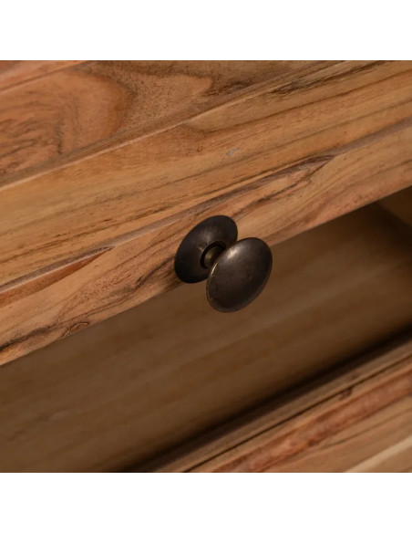 Îlot de cuisine en bois et marbre avec tiroirs