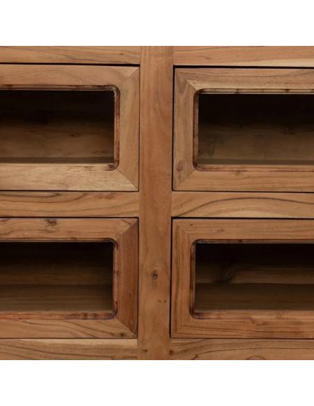 Îlot de cuisine en bois et marbre avec tiroirs