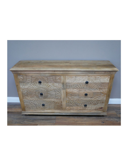 Commode en bois massif aux 6 tiroirs sculptés