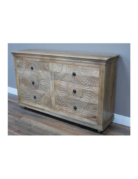 Commode en bois massif aux 6 tiroirs sculptés