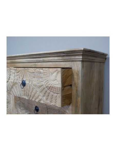 Commode en bois massif aux 6 tiroirs sculptés