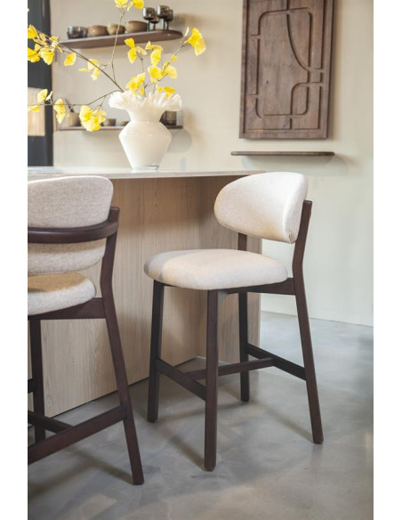 Chaise de bar en bois de chêne et tissu