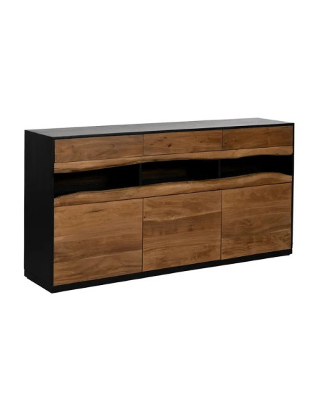Buffet led en bois naturel et noir 180 cm