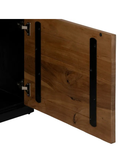 Buffet led en bois naturel et noir 180 cm