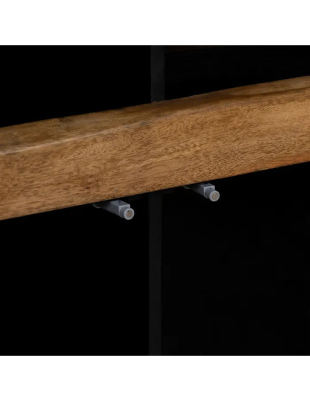 Buffet led en bois naturel et noir 180 cm