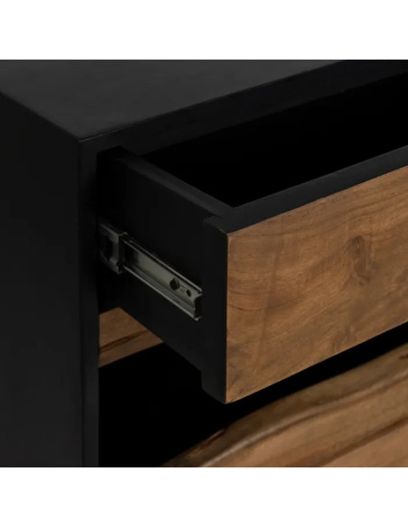 Buffet led en bois naturel et noir 180 cm