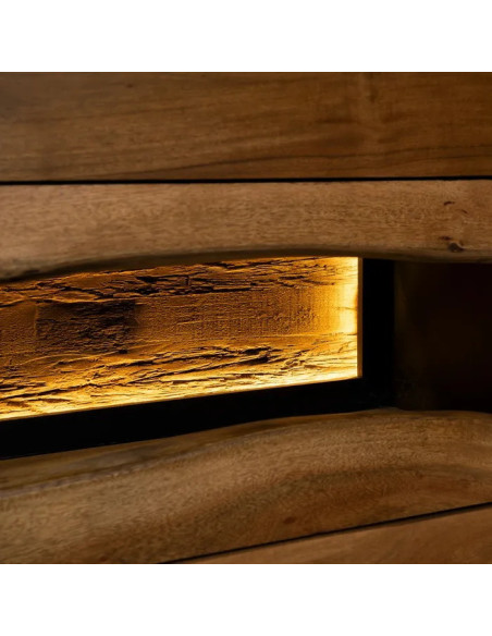 Buffet led en bois naturel et noir 180 cm
