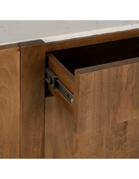 Grand bahut en acacia et plateau en marbre