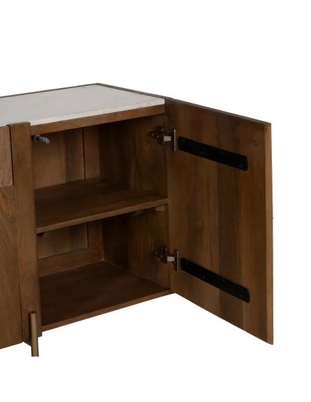 Grand bahut en acacia et plateau en marbre