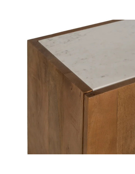 Grand bahut en acacia et plateau en marbre