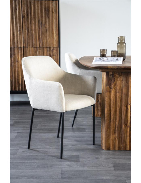 Fauteuil en tissu et métal Paul