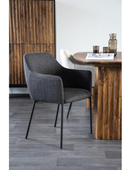 Fauteuil en tissu et métal Paul