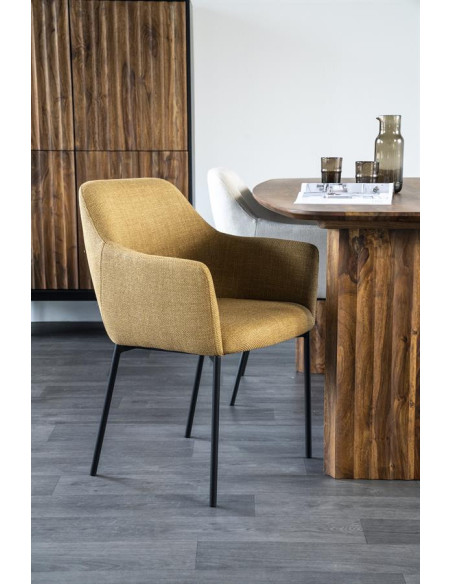 Fauteuil en tissu et métal Paul