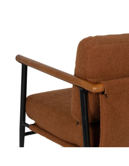 Fauteuil contemporain tissu moumoute avec coussins