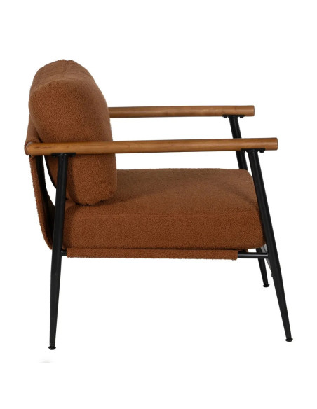 Fauteuil contemporain tissu moumoute avec coussins