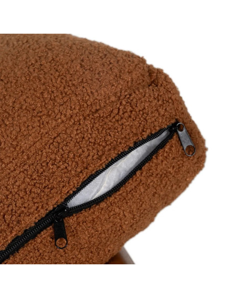 Fauteuil contemporain tissu moumoute avec coussins