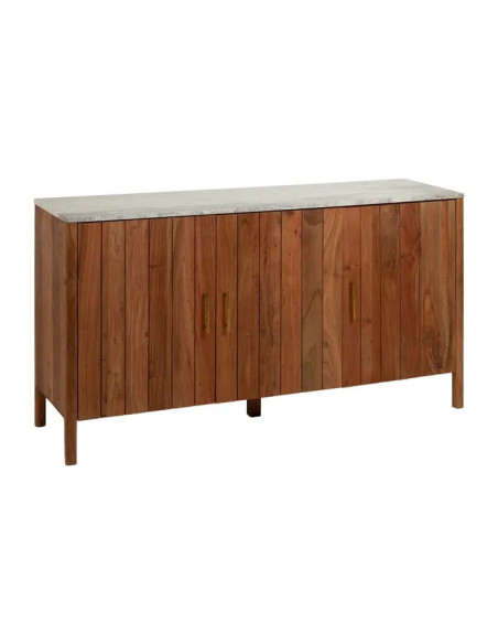 Buffet 3 portes en acacia et marbre Maori