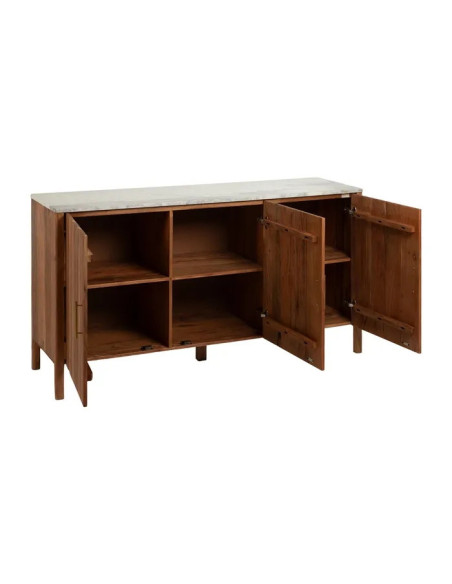 Buffet 3 portes en acacia et marbre Maori