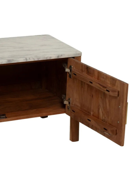 Meuble TV en acacia et marbre Maori