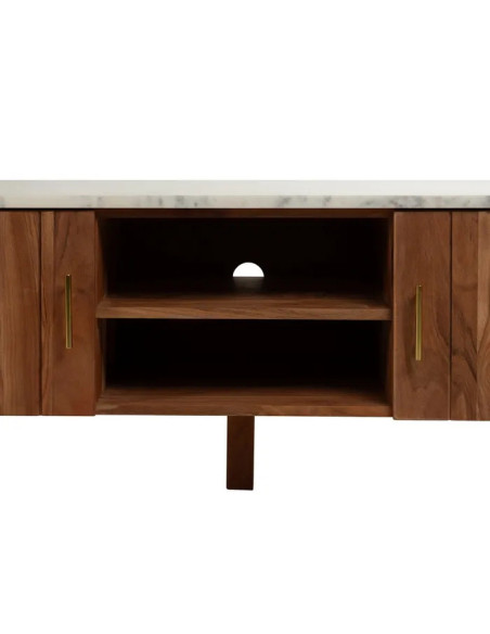 Meuble TV en acacia et marbre Maori