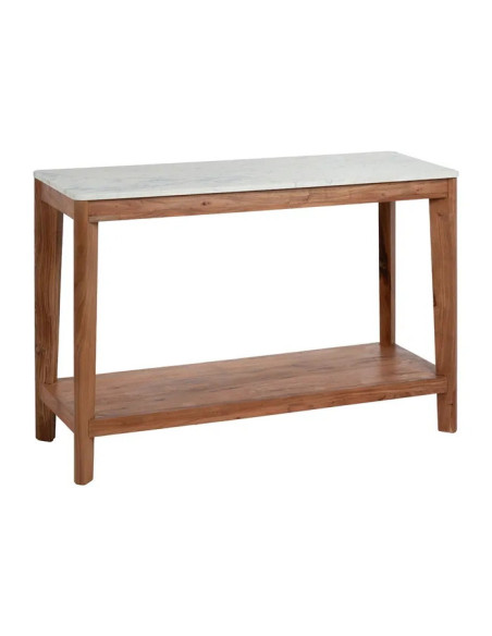 Console en acacia et plateau marbre Maori