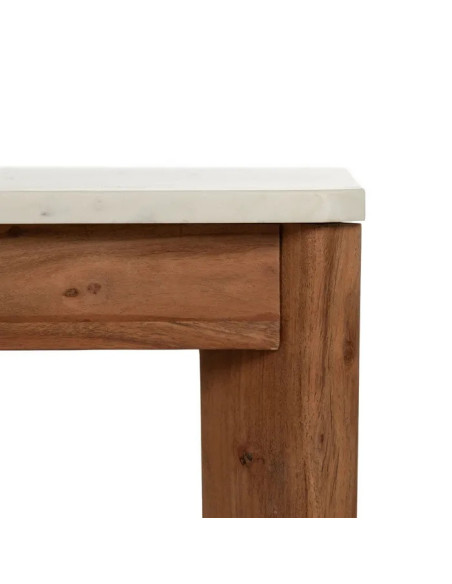 Console en acacia et plateau marbre Maori