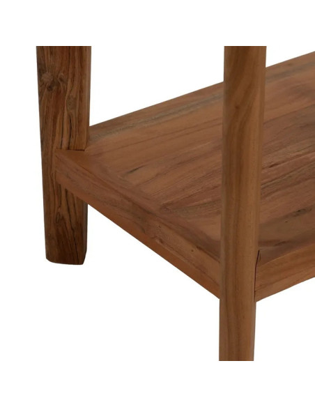 Console en acacia et plateau marbre Maori