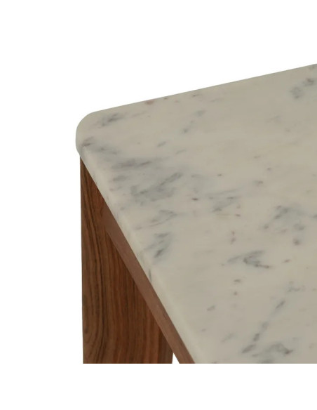 Console en acacia et plateau marbre Maori