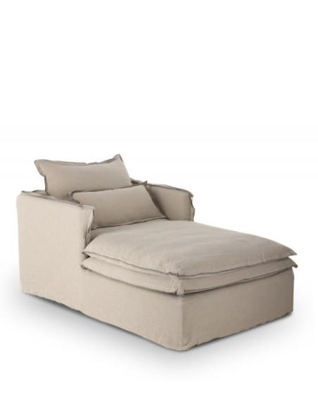 Méridienne cosy en tissu lin gris