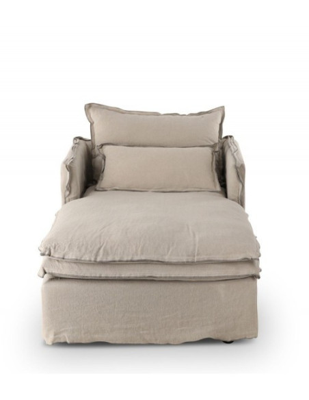 Méridienne cosy en tissu lin gris