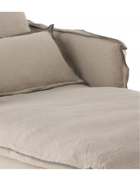 Méridienne cosy en tissu lin gris