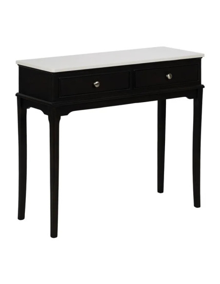 Console en bois avec plateau en marbre blanc