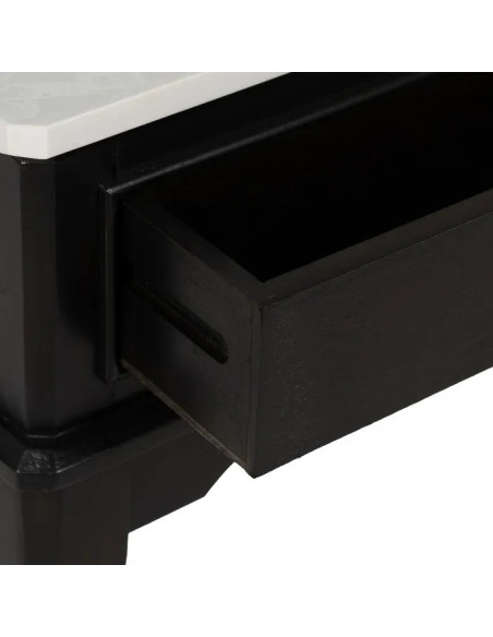 Console en bois avec plateau en marbre blanc