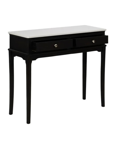 Console en bois avec plateau en marbre blanc