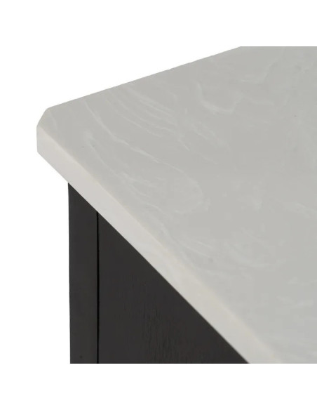 Console en bois avec plateau en marbre blanc