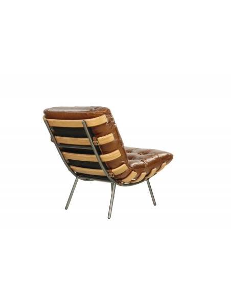Fauteuil en cuir, métal et bois Jansen