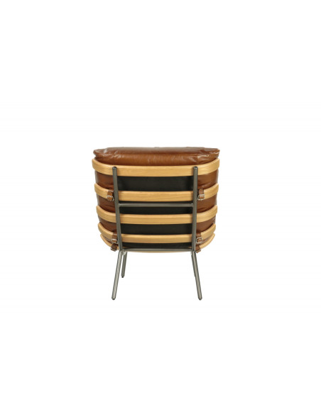 Fauteuil en cuir, métal et bois Jansen