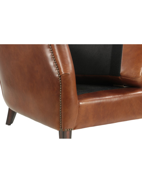 Fauteuil haut en cuir clouté Library