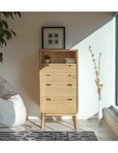 Commode haute en bois style...