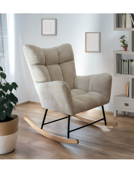 Rocking-chair en tissu velours côtelé
