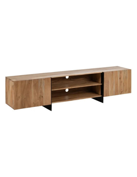 Grand meuble TV en bois d'acacia et métal 200cm