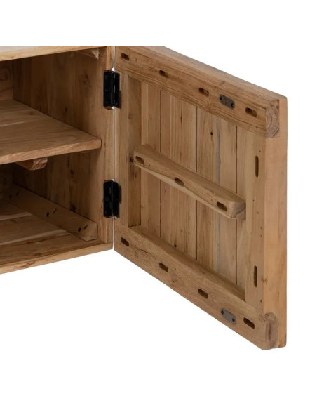 Grand meuble TV en bois d'acacia et métal 200cm