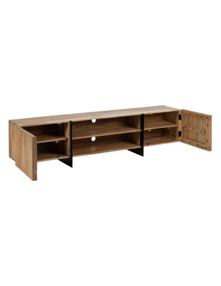 Grand meuble TV en bois d'acacia et métal 200cm