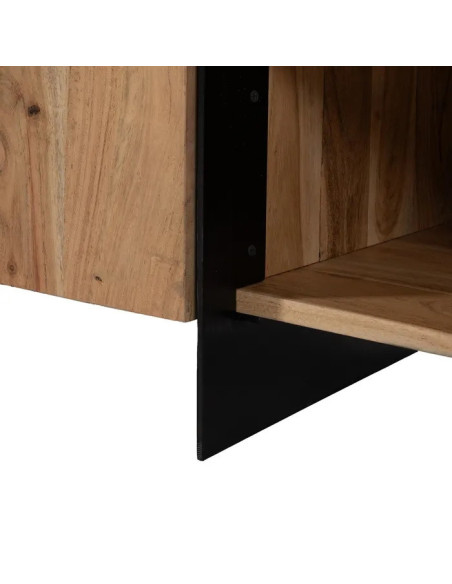 Grand meuble TV en bois d'acacia et métal 200cm