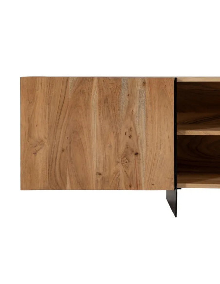 Grand meuble TV en bois d'acacia et métal 200cm