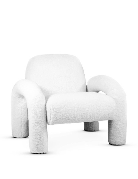 Fauteuil lounge Arche en tissu effet mouton Blanc